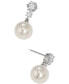 Фото #2 товара Rhodium-Plated Cubic Zirconia & Imitation Pearl Drop Earrings, Created for Macy's