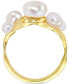 ფოტო #3 პროდუქტის Cultured Freshwater Pearl (4- 7-1/2mm) Cluster Openwork Ring in Yellow Rhodium-Plated Sterling Silver