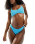 Weekday Ava structured brazilian bikini bottom in bright blue BLAU, L - EU 44-46 - фото #4