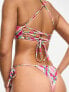 Фото #3 товара Only tie side bikini bottoms in pink check