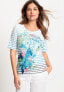 Фото #1 товара Women's Cotton Blend Short Sleeve Multi Print Statement Tee