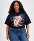 Trendy Plus Size Rolling Stones Graphic Print Crewneck Cotton T-Shirt
