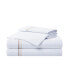Фото #1 товара Sateen Full Sheet Set, 1 Flat Sheet, 1 Fitted Sheet, 2 Pillowcases, 600 Thread Count, Sateen Cotton, Pristine White with Fine Baratta Embroidered 3-Striped Hem