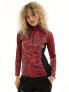 Фото #3 товара Dare 2b Outlast Core stretch mid layer half zip sweat in red leopard print