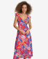 Фото #3 товара Women's Floral Back-Cutout Ruffled Sleeveless Midi Dress