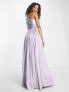 Anaya Bridesmaid satin one shoulder thigh split dress in lilac