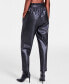 Фото #2 товара Women's Faux-Leather Paperbag Pants, Created for Macy's