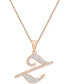 Фото #1 товара Macy's diamond Accent Script 18" Initial Pendant Necklace in Silver Plate, Gold Plate & Rose Gold Plate