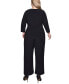 Plus Size 3/4 Sleeve Belted Jumpsuit