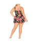 Фото #2 товара Plus Size Sharkbite Print Swim Dress