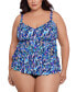 ფოტო #1 პროდუქტის Plus Size Printed Tiered Fauxkini One-Piece Swimsuit
