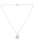 Imitation Pearl and Cubic Zirconia Crystal Halo Pendant Silver Plate 18"