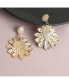 ფოტო #3 პროდუქტის Women's Gold Floral Drop Earrings