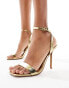 Фото #4 товара ASOS DESIGN Nali barely there heeled sandals in gold
