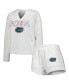 ფოტო #2 პროდუქტის Women's White Florida Gators Sunray Notch Neck Long Sleeve T-shirt and Shorts Set