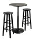 Фото #1 товара 3-Piece Round Black Pub Table with Two 29" Wood Stool Square Legs