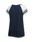 ფოტო #2 პროდუქტის Women's Navy Tampa Bay Rays Curvy Colorblock Tri-Blend Raglan V-Neck T-Shirt