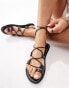 Pull&Bear leather lace up sandals in black Черный, EU 36 - EU36 - фото #2