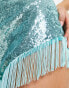 Missyempire sequin fringe festival short in blue