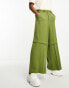 ASOS DESIGN smart extreme wide two layer wide leg trousers in green