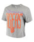 ფოტო #3 პროდუქტის Women's Heathered Gray Clemson Tigers Sanibel Knobi Crop T-shirt