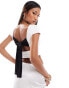 Фото #1 товара Kaiia slinky contrast bow tie back top in white