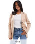 Фото #1 товара Miss Selfridge Petite oversized single breasted blazer in taupe