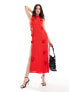 Hope & Ivy Valentine's high neck maxi dress with thigh split in red