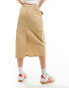 Tommy Jeans structured workwear midi skirt in sand tawny sand, 32 - фото #4