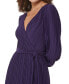 ფოტო #4 პროდუქტის Women's Pleated Woven Faux-Wrap V-Neck Maxi Dress