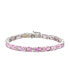 ფოტო #2 პროდუქტის Pink Sapphire & Lab-Grown White Sapphire Oval-cut Tennis Bracelet in Sterling Silver