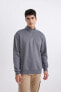 Comfort Fit Dik Yaka Kalın Kumaş Sweatshirt X7405az24sp