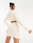 Missyempire knitted crop jumper co-ord in cream