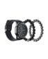 ფოტო #2 პროდუქტის Men's Quartz Movement Black Leather Analog Watch, 47mm and Stackable Bracelet Set with Zippered Pouch