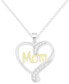 Фото #1 товара Macy's diamond Mom Heart 18" Pendant Necklace (1/10 ct. t.w.) in Sterling Silver & Gold-Plate