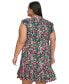 Фото #2 товара Plus Size Floral-Print Flutter-Sleeve Dress