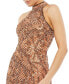 Women's Lattice Sequined Halter Midi Dress