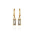 Gold-Tone Rectangular Glass Stone Dangle Huggie Hoop Earrings