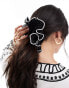 DesignB London plisse ruffle hair scrunchie with contrast piping in black