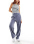 Monki pull on relaxed leg lounge trousers in blue acid wash