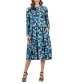 ფოტო #1 პროდუქტის Women's Print Long Sleeve Pleated Midi Dress