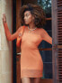 Фото #1 товара 4th & Reckless X Amaka Hamelijnck tropic knitted mini summer dress in bright orange