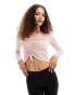 Фото #1 товара Monki long sleeve cropped ruched asymmetric top in pink