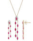 ფოტო #4 პროდუქტის Ruby (2-1/3 ct. t.w.) & Diamond (1/10 ct. t.w.) Navette Dangle Drop Earrings in 14k Gold