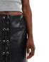 ASOS DESIGN lace up front leather look mini skirt in black Черный, 32 - фото #3