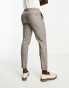 New Look pleat front smart tapered trousers in brown check