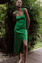 Фото #1 товара Платье миди из смесового льна со сборками ZARA