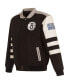 Men's Black Brooklyn Nets Stripe Colorblock Nylon Reversible Full-Snap Jacket