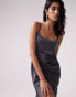 Фото #2 товара ASOS DESIGN satin cami midi dress with drape skirt in charcoal