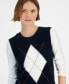 Фото #3 товара Women's Fuzzy Argyle Sweater Vest